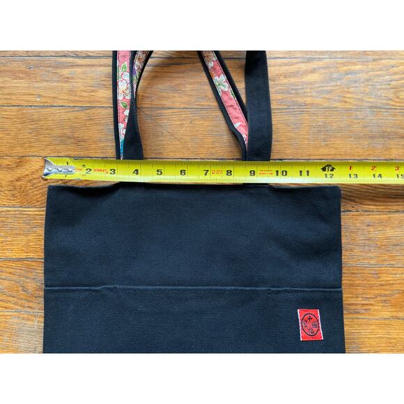 Reversible Black Canvas Tote w/Pink Floral Trim sz OS - Picture 13 of 15